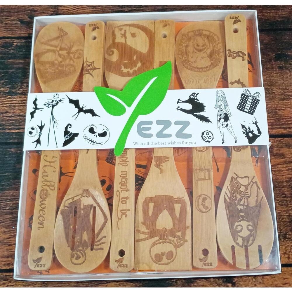 Yezz Halloween Themed Wooden Cooking Utensil Set - 6 Pieces
